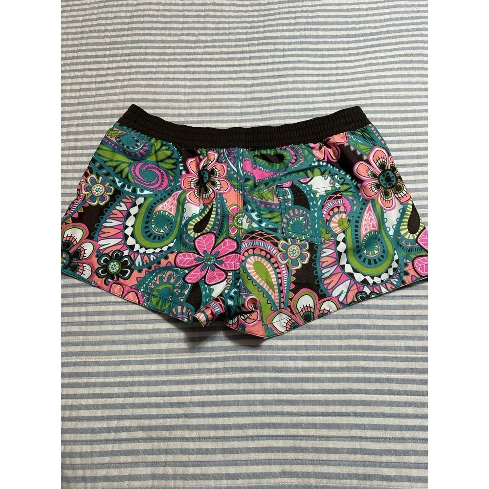 Old Navy Vintage Swim Board Shorts Small S‎ Y2K Neon Floral Paisley Print
